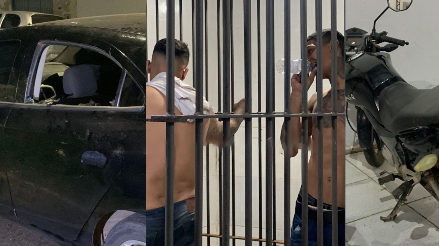 Tentativa de Furto Frustrada: Ladrões de Moto São Espancados por Populares e Carro é Depredado