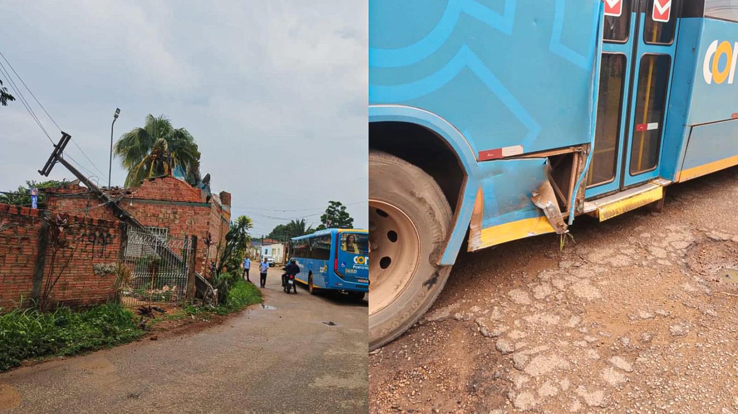 Colisão Inusitada: Poste Desaba Sobre Residência Após Impacto com Ônibus