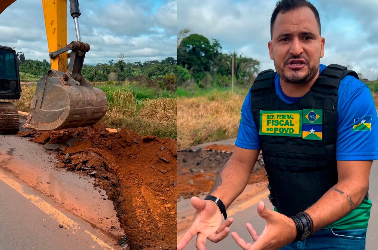 Deputado Rafael Fera cobra DNIT por retirada de asfalto em bom estado na BR-421.