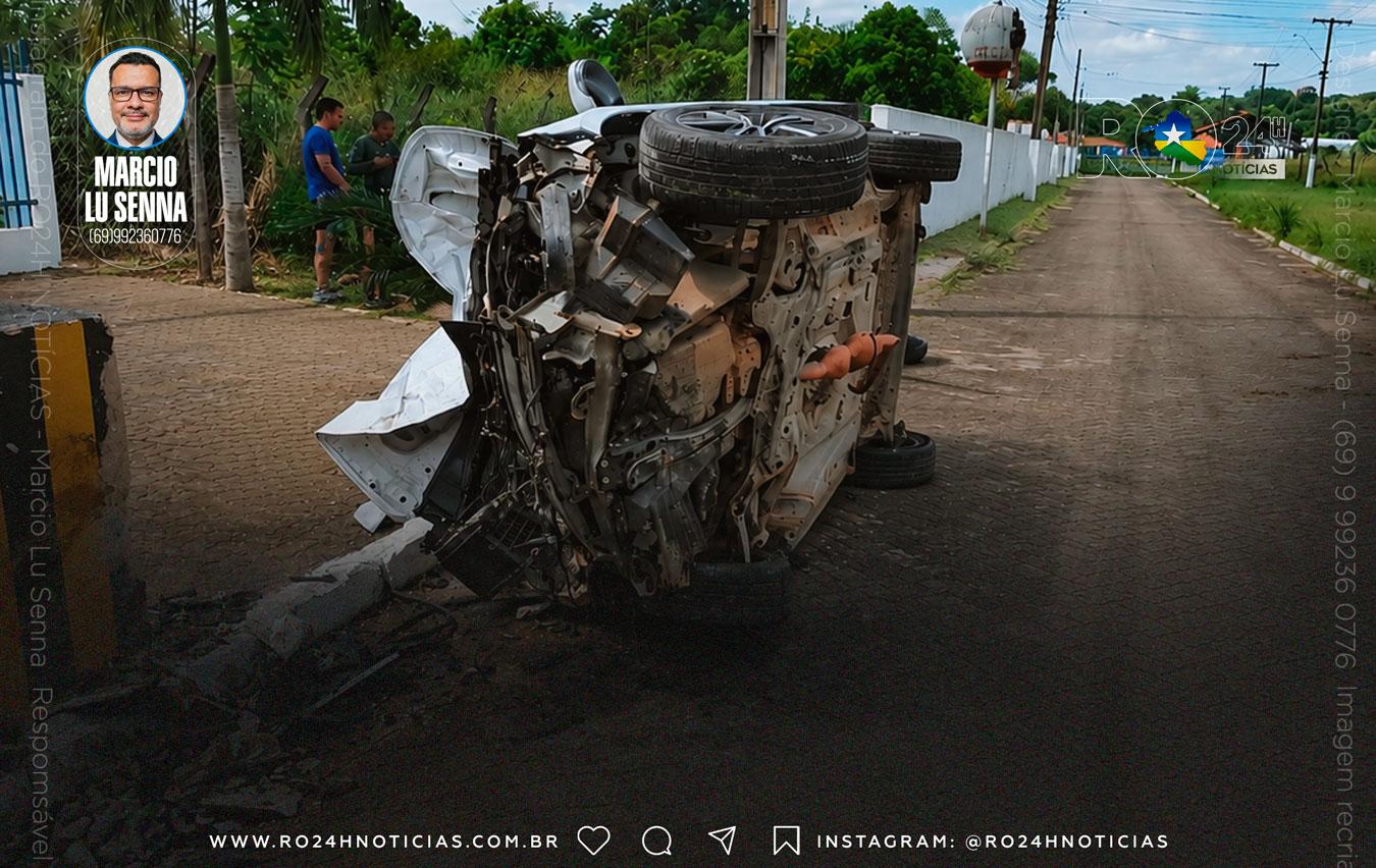 CASAL FICA FERIDO APÓS CAPOTAMENTO EM PORTO VELHO