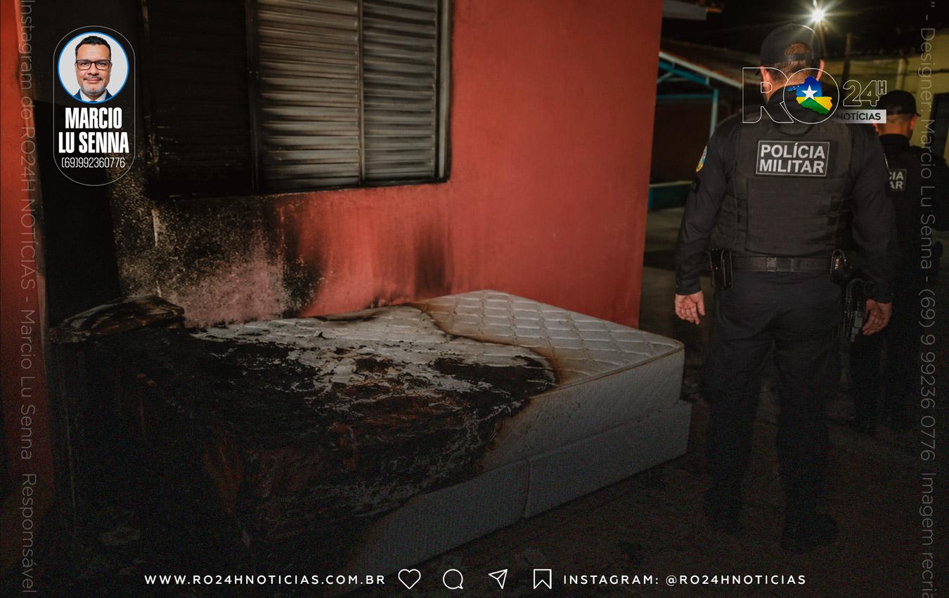 HOMEM INCENDEIA CAMA DA IRMÃ, AMEAÇA FAMILIARES E DESAFIA A PM EM PORTO VELHO
