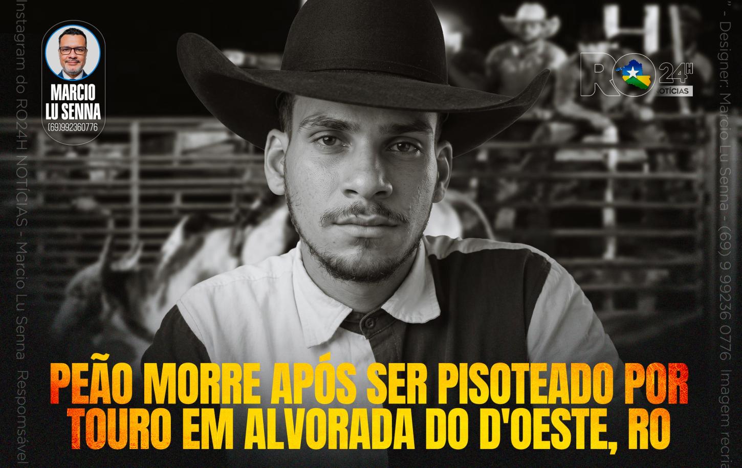 Peão morre após ser pisoteado por touro em Alvorada do D'Oeste, RO