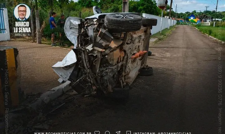CASAL FICA FERIDO APÓS CAPOTAMENTO EM PORTO VELHO