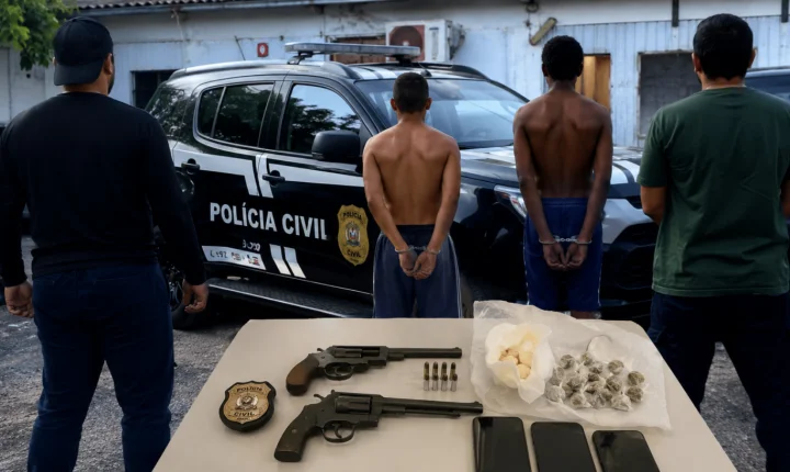 Operação da Polícia Civil prende dois suspeitos e apreende armas e drogas durante investigação em Itapuã do Oeste