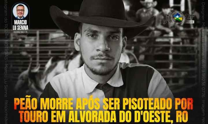 Peão morre após ser pisoteado por touro em Alvorada do D'Oeste, RO